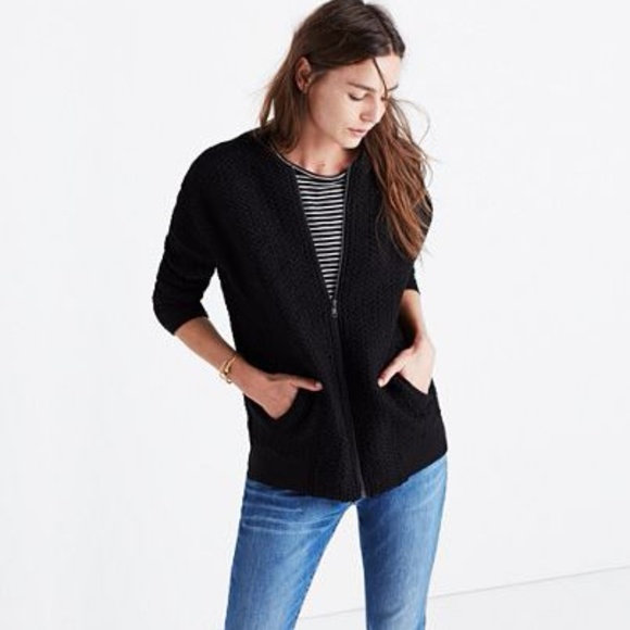 Madewell Jackets & Blazers - Madewell Black Textured Bomber Sweater Jacket